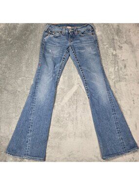 Vintage True Religion Jeans Womens 25 Joey Flare Twisted Leg Flap Pocket USA
